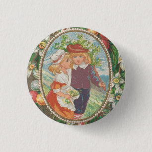 Badge Rond 2,50 Cm Antique Valentine drôle, ère victorienne, 1874
