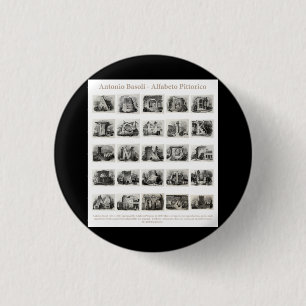 Badge Rond 2,50 Cm Antonio Basoli Alfabetto Pittorico Ensemble d'info