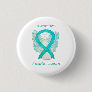 Badge Rond 2,50 Cm Anxiété Trouble Sensibilisation Angle Turquoise Ru