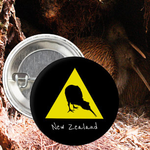 Badge Rond 2,50 Cm Aotearoa & Kiwi Bird, Nocturnal New Zealand travel