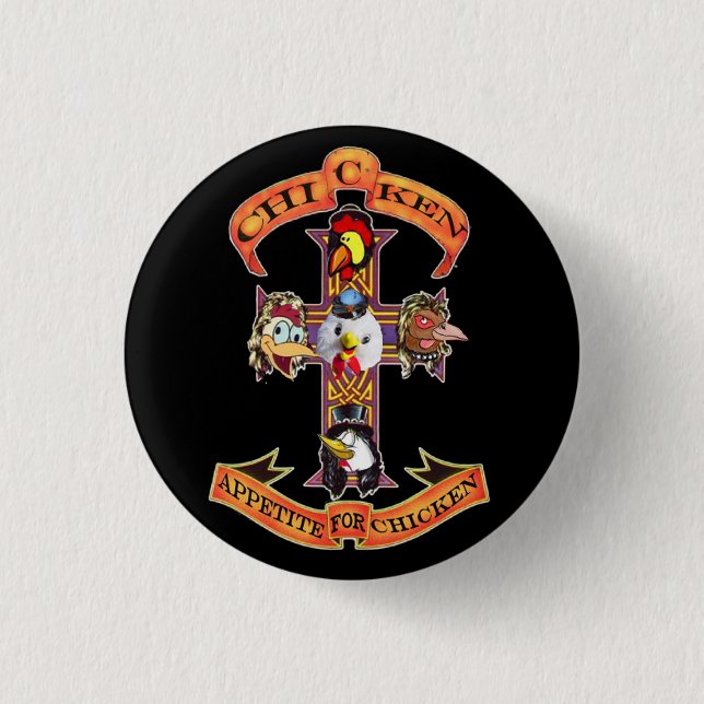 Badge Rond 2,50 Cm Appétit pour le bouton de poulet (Devant)