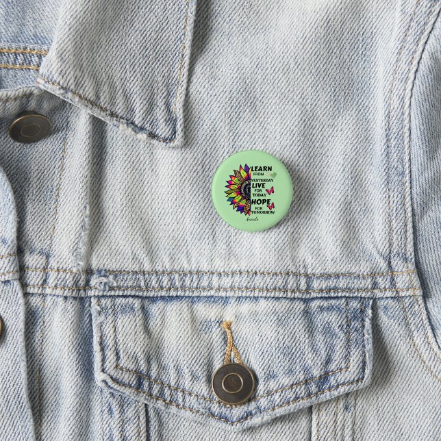 Badge Rond 2,50 Cm Apprendre Moderne À Partir Des Citations Hier Nom  (Créateur téléchargé)