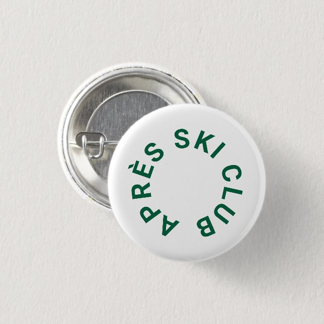 Badge Rond 2,50 Cm Après Ski Club Ski Winter Green (Devant & derrière)