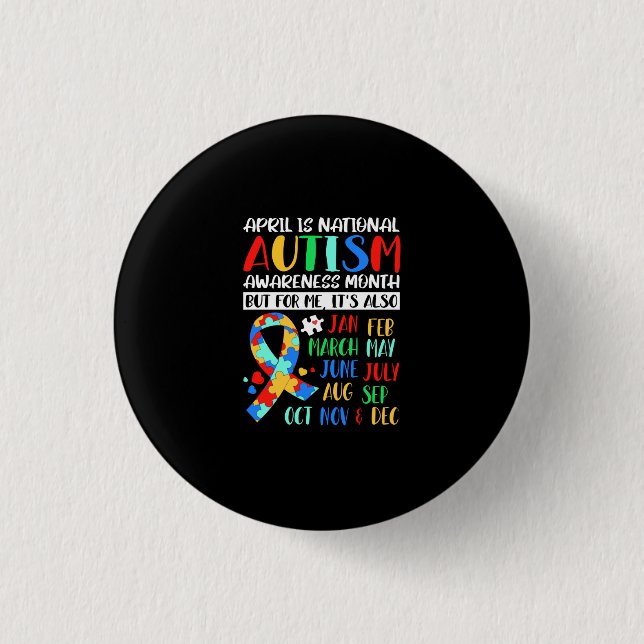 Badge Rond 2,50 Cm April is National Autism Awareness Month (Devant)