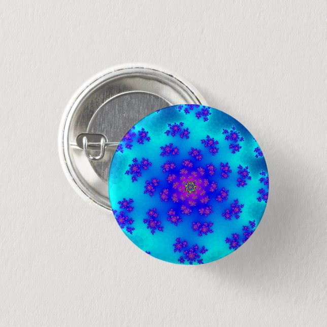 Badge Rond 2,50 Cm Aqua Floral Sprinkings (Devant & derrière)