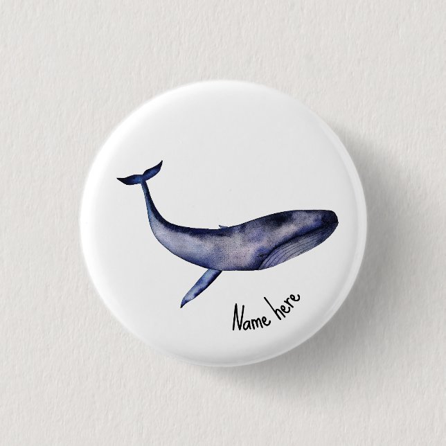 Badge Rond 2,50 Cm Aquarelle Baleine bleue (Devant)