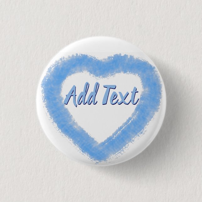 Badge Rond 2,50 Cm Aquarelle bleue Forme de coeur (Devant)