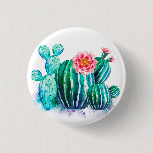 Badge Rond 2,50 Cm aquarelle Cactus