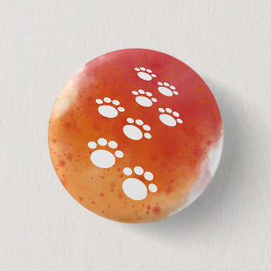 Badge Rond 2,50 Cm Aquarelle Chien Paw Traces