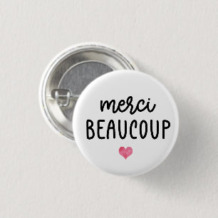 Badge Rond 2,50 Cm Aquarelle Coeur Merci Beacoup