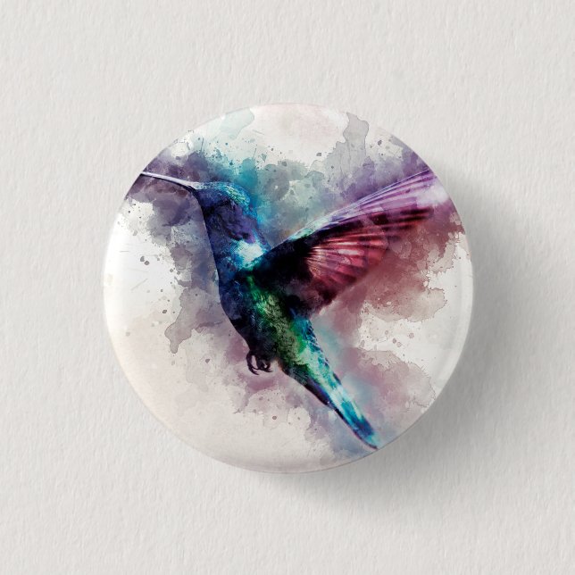 Badge Rond 2,50 Cm Aquarelle colorée Colibri  (Devant)