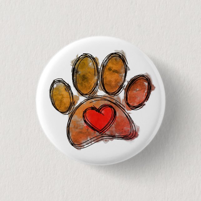 Badge Rond 2,50 Cm Aquarelle couleur Amoureux des chiens Dessin (Devant)