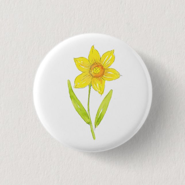 Badge Rond 2,50 Cm Aquarelle Daffodique 2 (Devant)