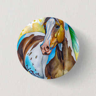 Badge Rond 2,50 Cm Aquarelle de Cheval de peinture