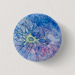 Badge Rond 2,50 Cm Aquarelle de neurone - bouton et Pin