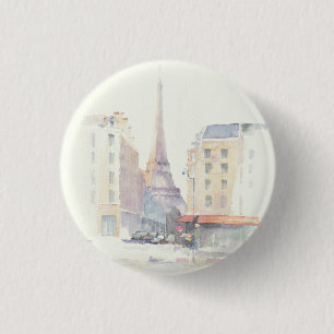 Badge Rond 2,50 Cm Aquarelle de Tour Eiffel   Paris