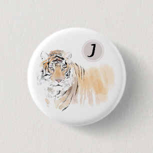 Badge Rond 2,50 Cm Aquarelle d'origine tigre Zodiac chinois Anniversa