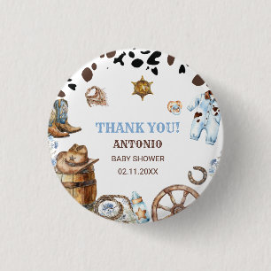 Badge Rond 2,50 Cm Aquarelle élégante Petit Cowboy Rode Papier Napkin