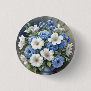 Badge Rond 2,50 Cm Aquarelle élégante Vase Fleurs