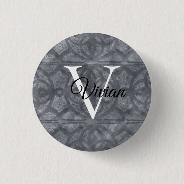 Badge Rond 2,50 Cm Aquarelle gris (Devant)
