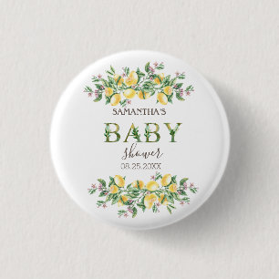 Badge Rond 2,50 Cm Aquarelle Lemons Baby shower de fleurs botaniques