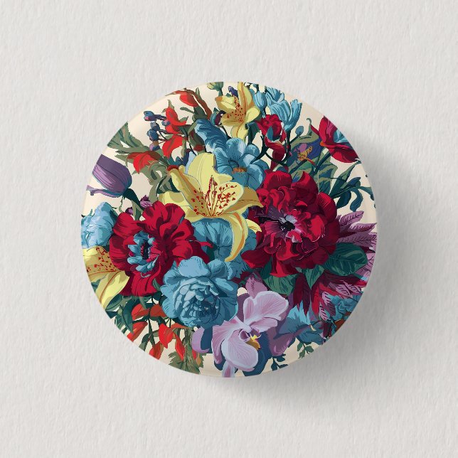 Badge Rond 2,50 Cm Aquarelle Monogramme Plaisir Floral (Devant)