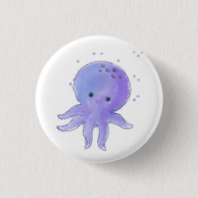 Badge Rond 2,50 Cm Aquarelle octopique violette claire (Devant)