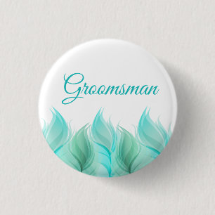 Badge Rond 2,50 Cm Aquarelle Plumes Groomsman