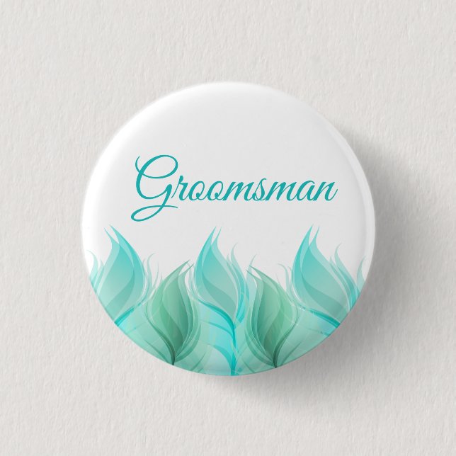 Badge Rond 2,50 Cm Aquarelle Plumes Groomsman (Devant)