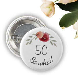 Badge Rond 2,50 Cm Aquarelle positive Roses Floral 50e anniversaire