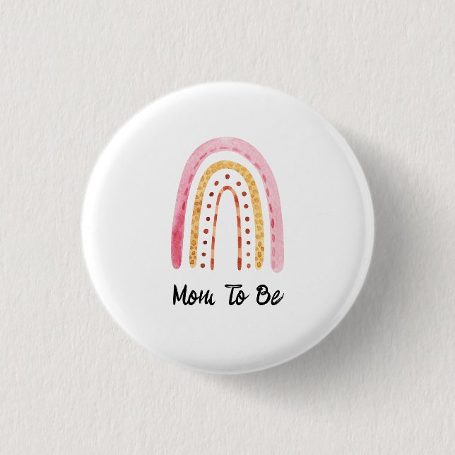 Badge Rond 2,50 Cm Aquarelle rose Boho Rainbow Maman (Devant)