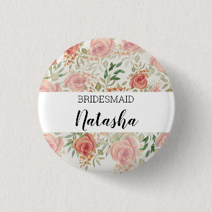 Badge Rond 2,50 Cm Aquarelle Rose orange monochrome