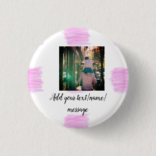 Badge Rond 2,50 Cm Aquarelle rose violet père fils papa ajouter l'ima