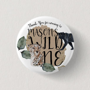 Badge Rond 2,50 Cm Aquarelle Safari Wild Un animal fête d'anniversair