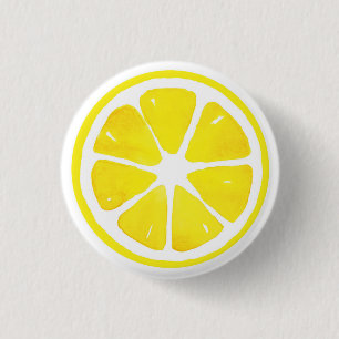 Badge Rond 2,50 Cm Aquarelle tranche citron