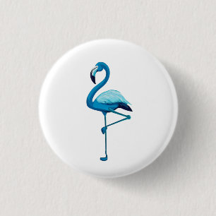 Badge Rond 2,50 Cm Aquarelle tropicale Flamant rose bleu