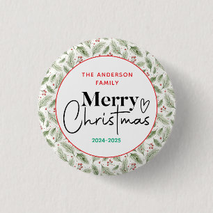 Badge Rond 2,50 Cm : Aquarelle Vert Grass - Fête de Noël