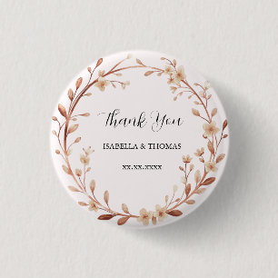 Badge Rond 2,50 Cm Aquarelle vintage rose dorée florale botanique Dai