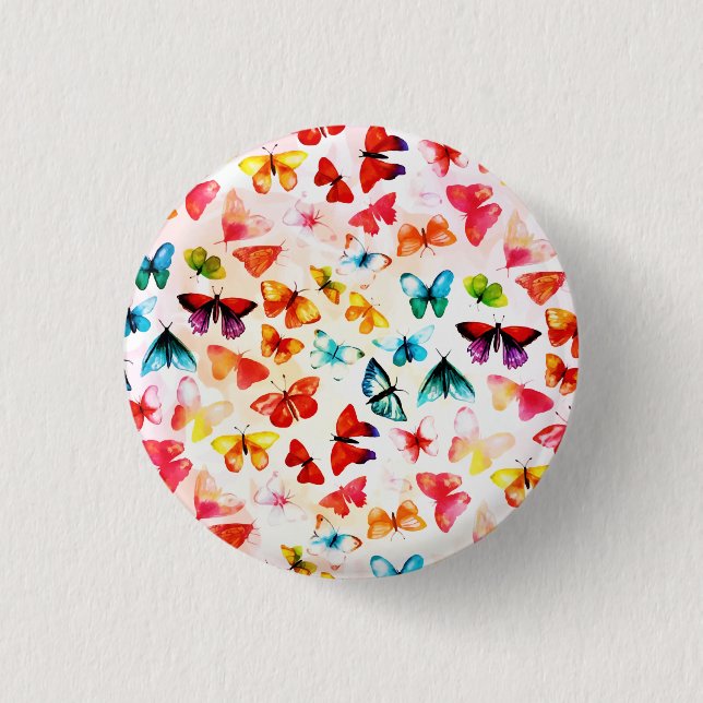 Badge Rond 2,50 Cm Aquarelle Whimsical Rainbow Forest Butterfly (Devant)