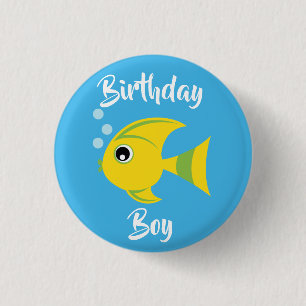 Badge Rond 2,50 Cm Aquarium de poisson 1er Anniversaire Épingle à bou