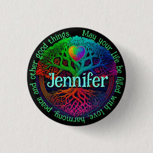 Badge Rond 2,50 Cm Arbre arc-en-ciel de l'amour pour la vie