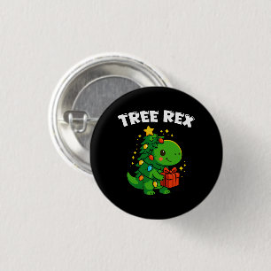 Badge Rond 2,50 Cm Arbre de Noël dinosaure T-Rex Noël mignon dinosaur