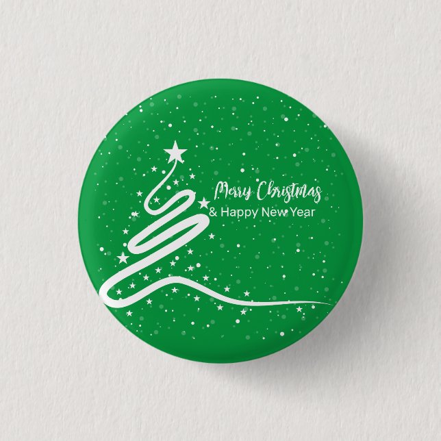 Badge Rond 2,50 Cm Arbre de Noël et neige (Devant)