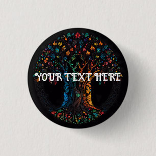Badge Rond 2,50 Cm Arbre de vie en verre tendu mosaïque
