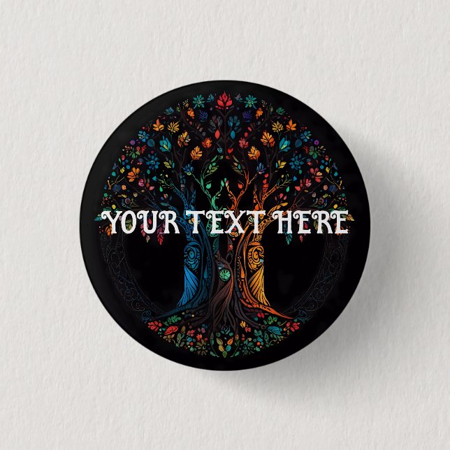 Badge Rond 2,50 Cm Arbre de vie en verre tendu mosaïque (Devant)