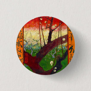Badge Rond 2,50 Cm Arbre en fleurs de Van Gogh d'après Hiroshige