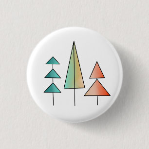 Badge Rond 2,50 Cm arbres arc-en-ciel modernes du milieu du siècle ro