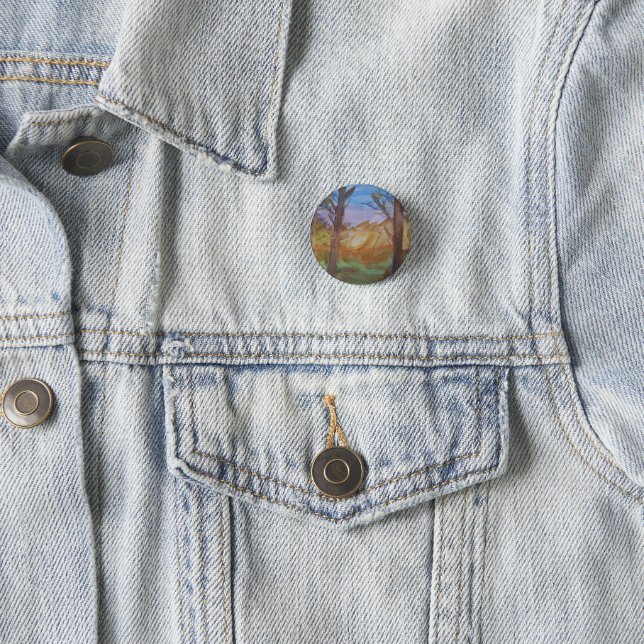 Badge Rond 2,50 Cm Arbres au coucher du soleil (En situation)