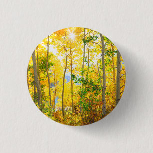 Badge Rond 2,50 Cm Arbres D'Aspen À L'Automne Sierra Nevada Mountain