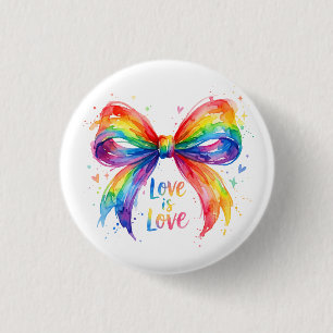 Badge Rond 2,50 Cm Arc-en-ciel aquarelle Ruban de Fierté "L'amour est